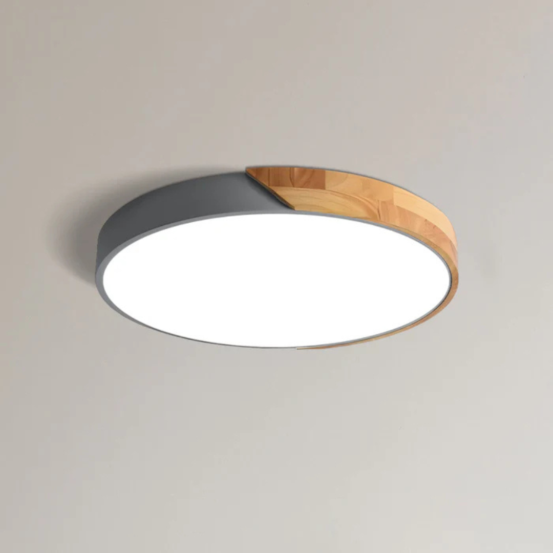 Wooden LED Ceiling Light Scandinavian Design Round Shape