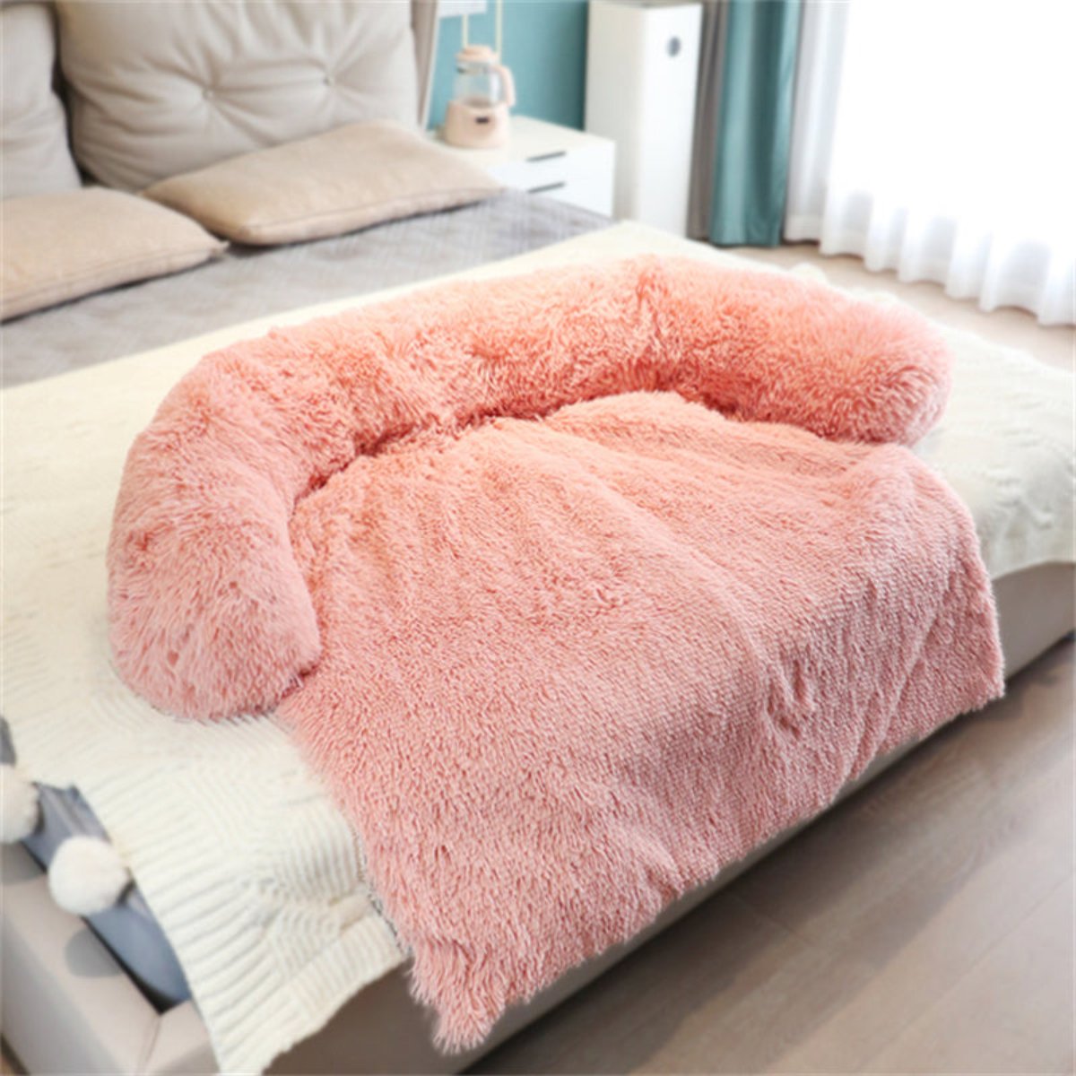 Dog Bed with Washable Cover and Non Slip Base