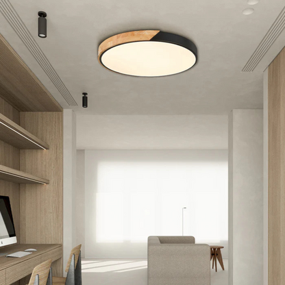 Wooden LED Ceiling Light Scandinavian Design Round Shape