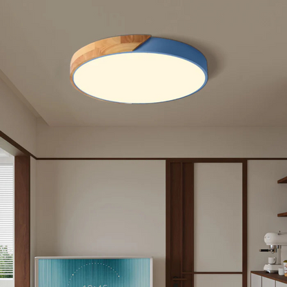 Wooden LED Ceiling Light Scandinavian Design Round Shape