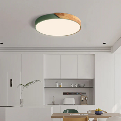Wooden LED Ceiling Light Scandinavian Design Round Shape
