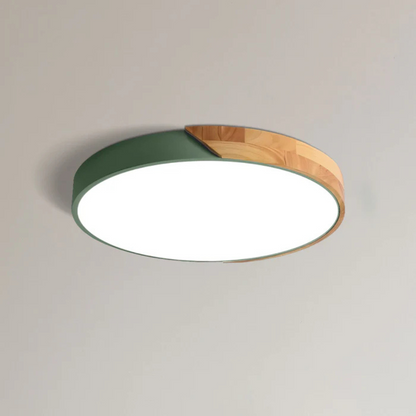 Wooden LED Ceiling Light Scandinavian Design Round Shape
