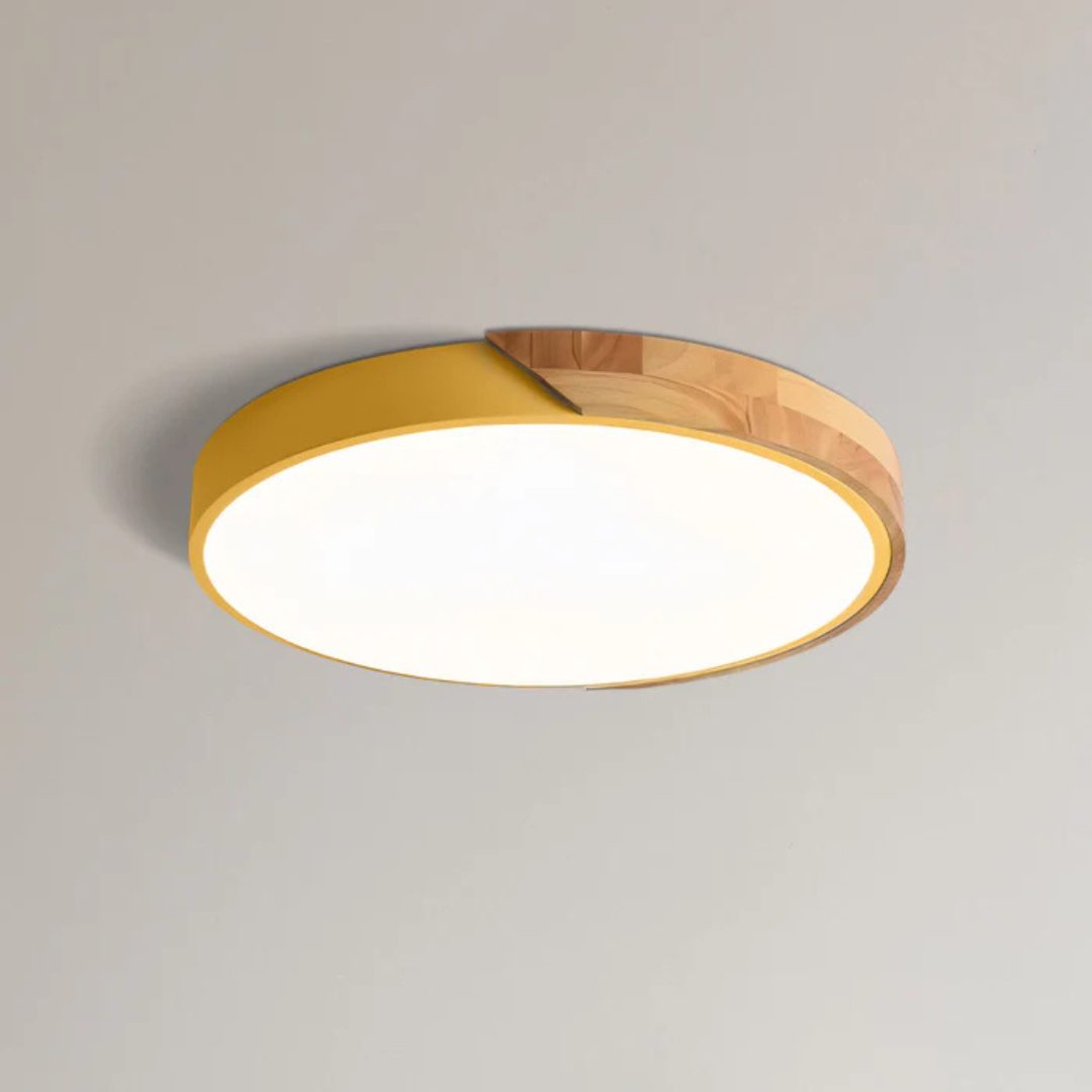 Wooden LED Ceiling Light Scandinavian Design Round Shape