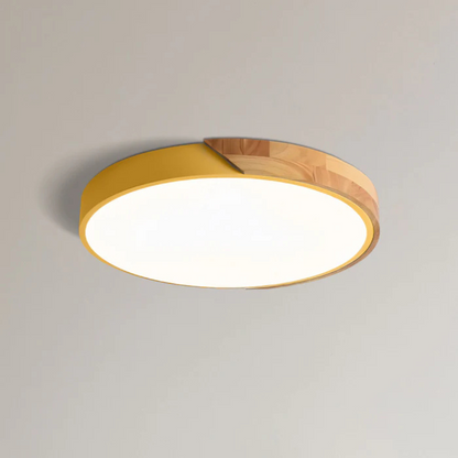 Wooden LED Ceiling Light Scandinavian Design Round Shape