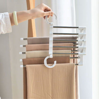 Adjustable Closet Pants Rack with Collapsible Space Saving Design