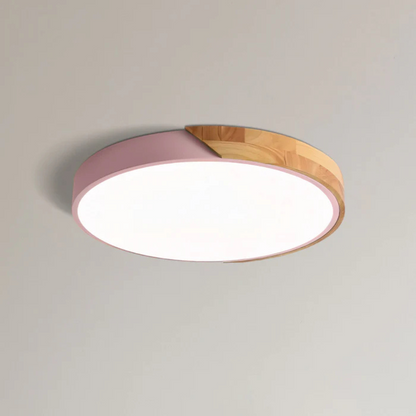 Wooden LED Ceiling Light Scandinavian Design Round Shape