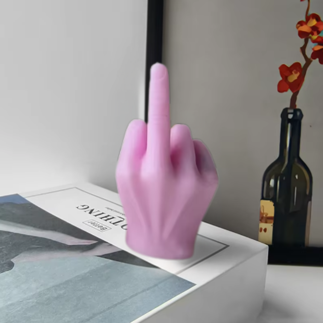 Scented Soy Wax Candle with Middle Finger Shape Decorative Design
