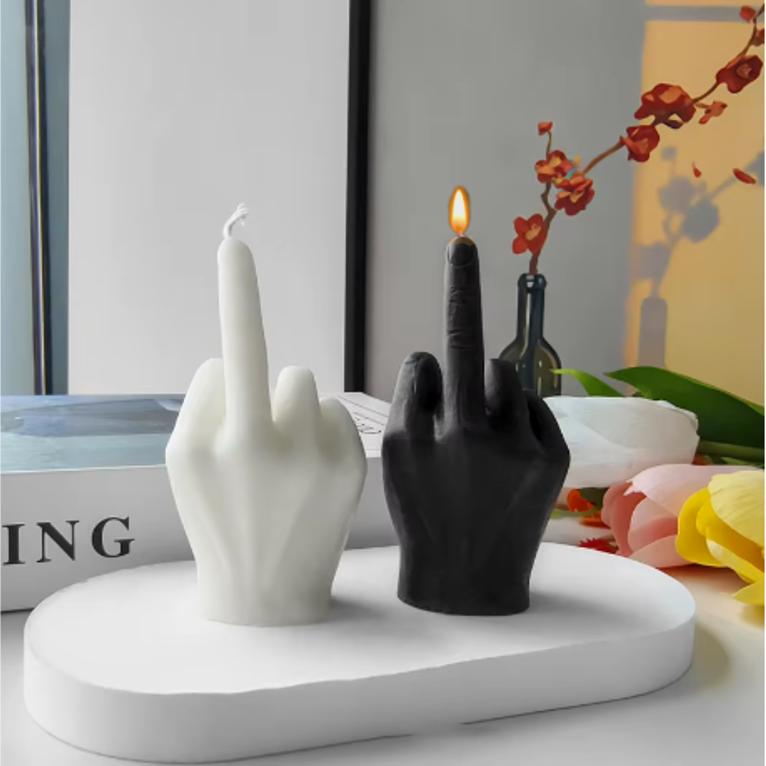 Scented Soy Wax Candle with Middle Finger Shape Decorative Design