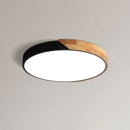 Wooden LED Ceiling Light Scandinavian Design Round Shape