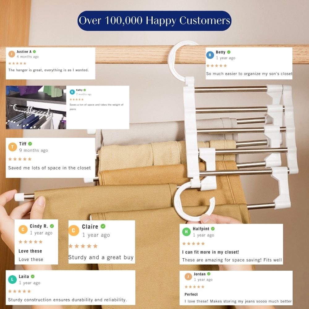 Adjustable Closet Pants Rack with Collapsible Space Saving Design