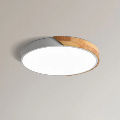Wooden LED Ceiling Light Scandinavian Design Round Shape