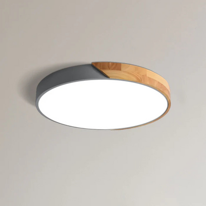Wooden LED Ceiling Light Scandinavian Design Round Shape