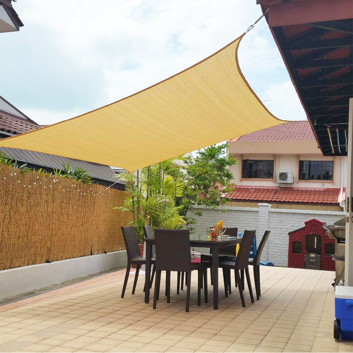 Outdoor Sun Shade Sail Water Resistant UV Protection Easy Install