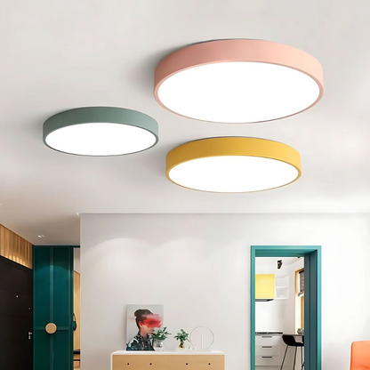 Wooden LED Ceiling Light Scandinavian Design Round Shape
