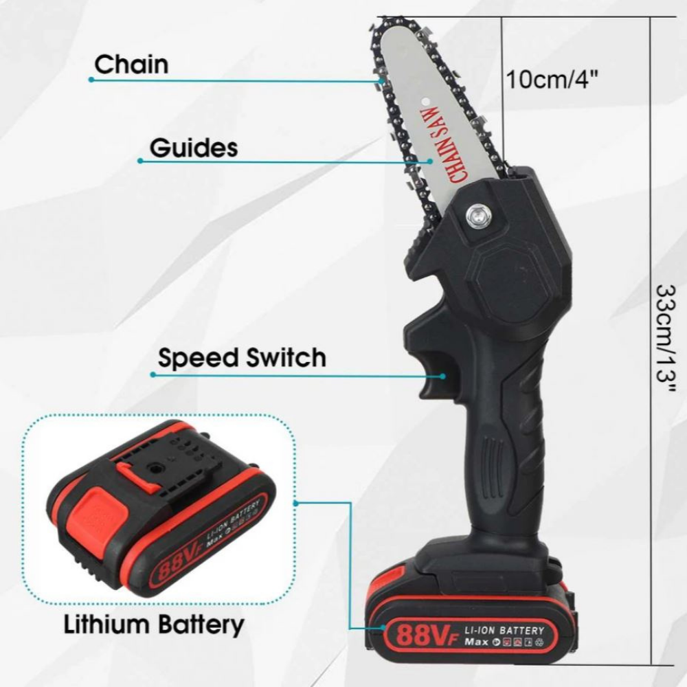 Electric Cordless Chainsaw with Dual Batteries Lightweight Design and LED Indicator