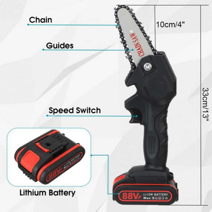 Electric Cordless Chainsaw with Dual Batteries Lightweight Design and LED Indicator