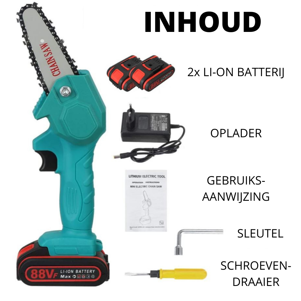 Electric Cordless Chainsaw with Dual Batteries Lightweight Design and LED Indicator