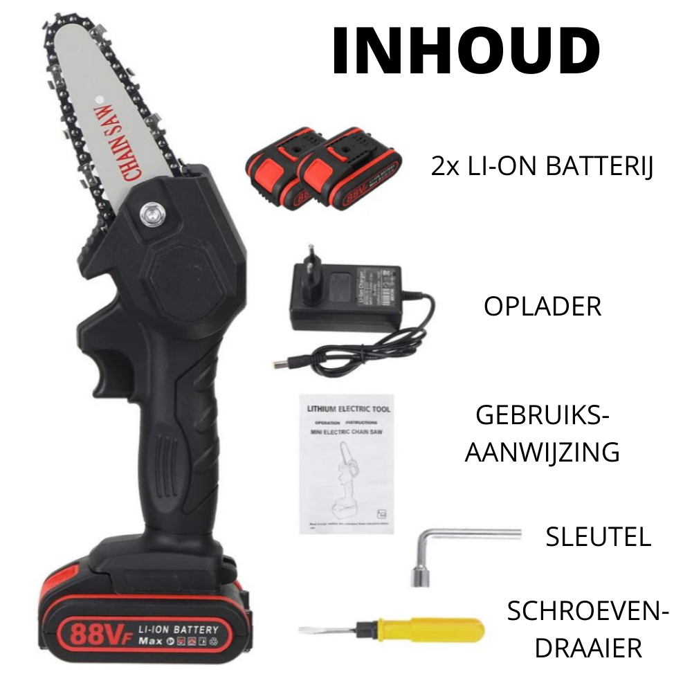 Electric Cordless Chainsaw with Dual Batteries Lightweight Design and LED Indicator