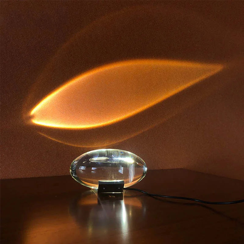 Mini Crystal Table Lamp with Sunset Sky Lighting Effect and USB Power
