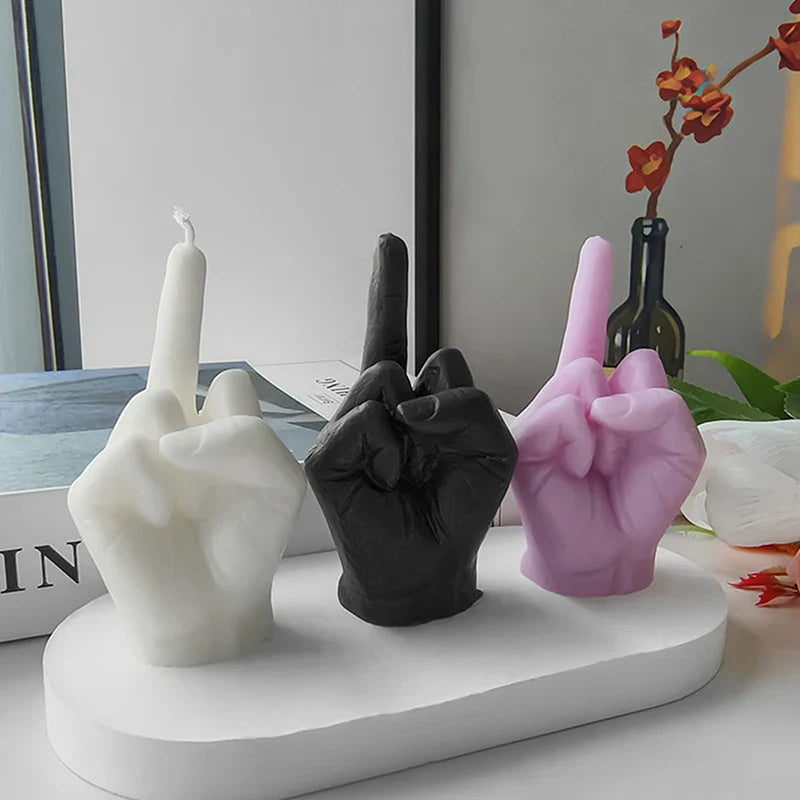 Scented Soy Wax Candle with Middle Finger Shape Decorative Design