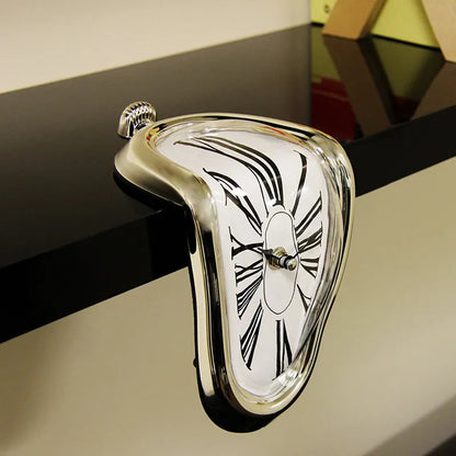 Modern Silent Wall Clock with Melting Effect Surreal Design