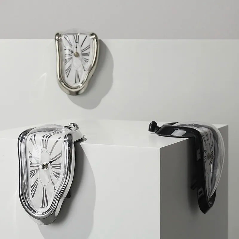 Modern Silent Wall Clock with Melting Effect Surreal Design