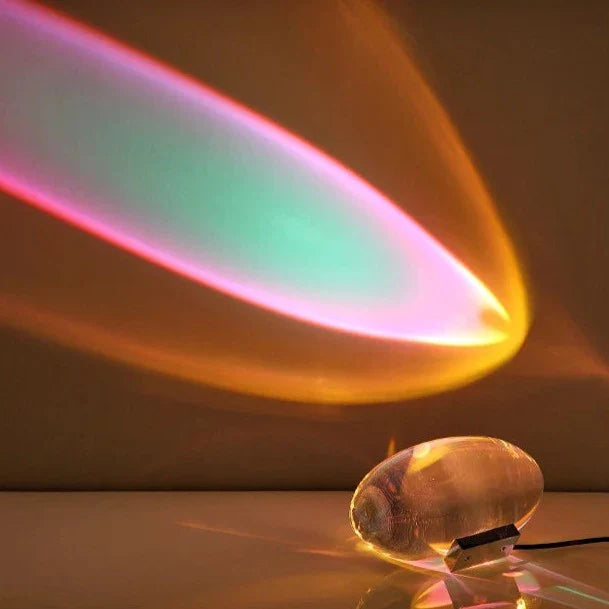 Mini Crystal Table Lamp with Sunset Sky Lighting Effect and USB Power