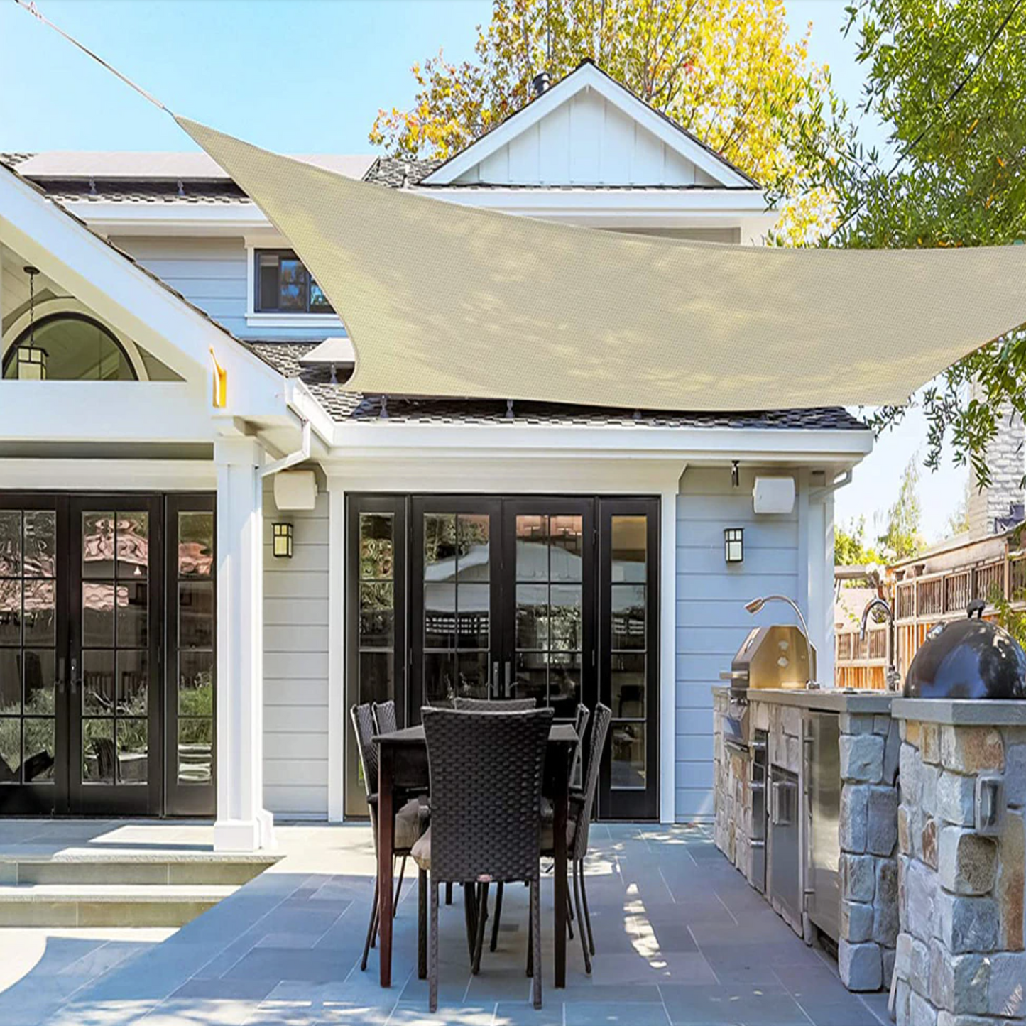 Outdoor Sun Shade Sail Water Resistant UV Protection Easy Install