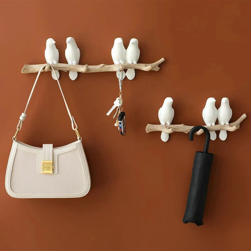 Wall Mounted Coat Rack with Bird Design Decorative Hooks