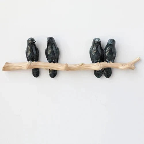 Wall Mounted Coat Rack with Bird Design Decorative Hooks