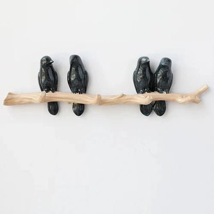 Wall Mounted Coat Rack with Bird Design Decorative Hooks