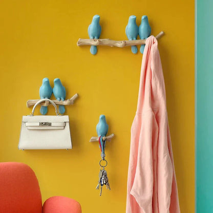 Wall Mounted Coat Rack with Bird Design Decorative Hooks