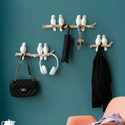 Wall Mounted Coat Rack with Bird Design Decorative Hooks