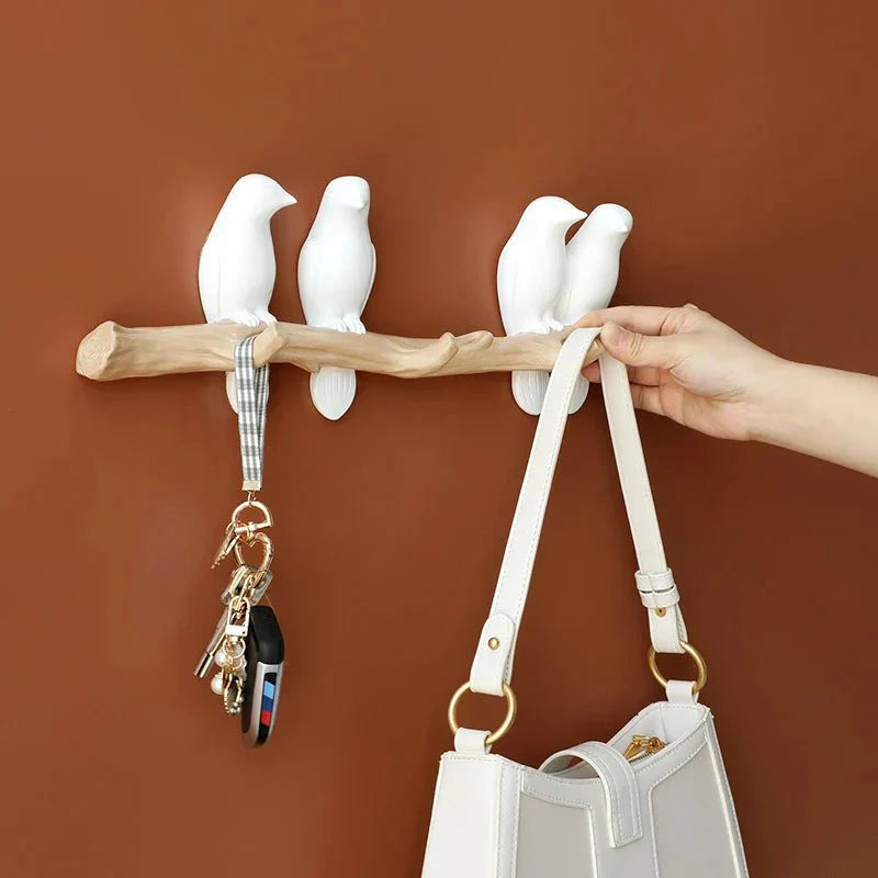 Wall Mounted Coat Rack with Bird Design Decorative Hooks