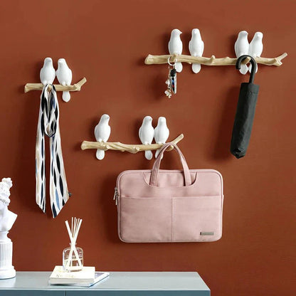 Wall Mounted Coat Rack with Bird Design Decorative Hooks