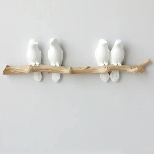 Wall Mounted Coat Rack with Bird Design Decorative Hooks