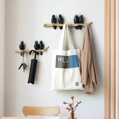 Wall Mounted Coat Rack with Bird Design Decorative Hooks