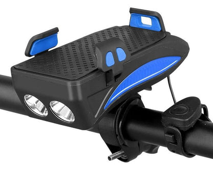 Bike Phone Holder with Power Bank LED Light and Electronic Horn