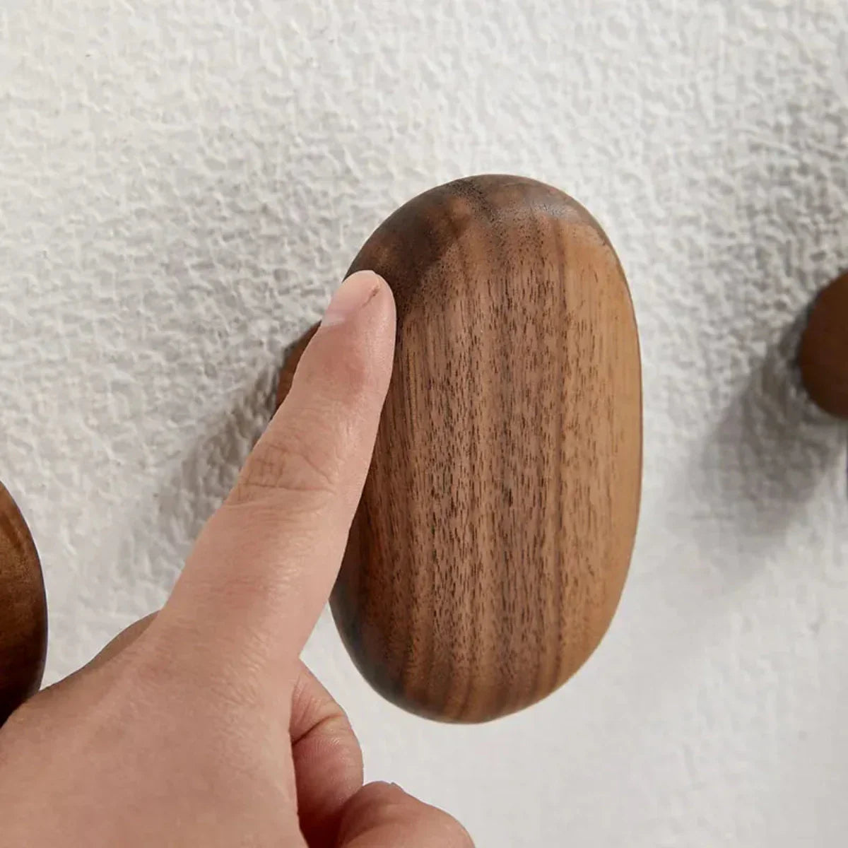 Wall Mounted Coat Rack with Walnut Wood Finish and Multiple Hooks