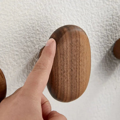 Wall Mounted Coat Rack with Walnut Wood Finish and Multiple Hooks