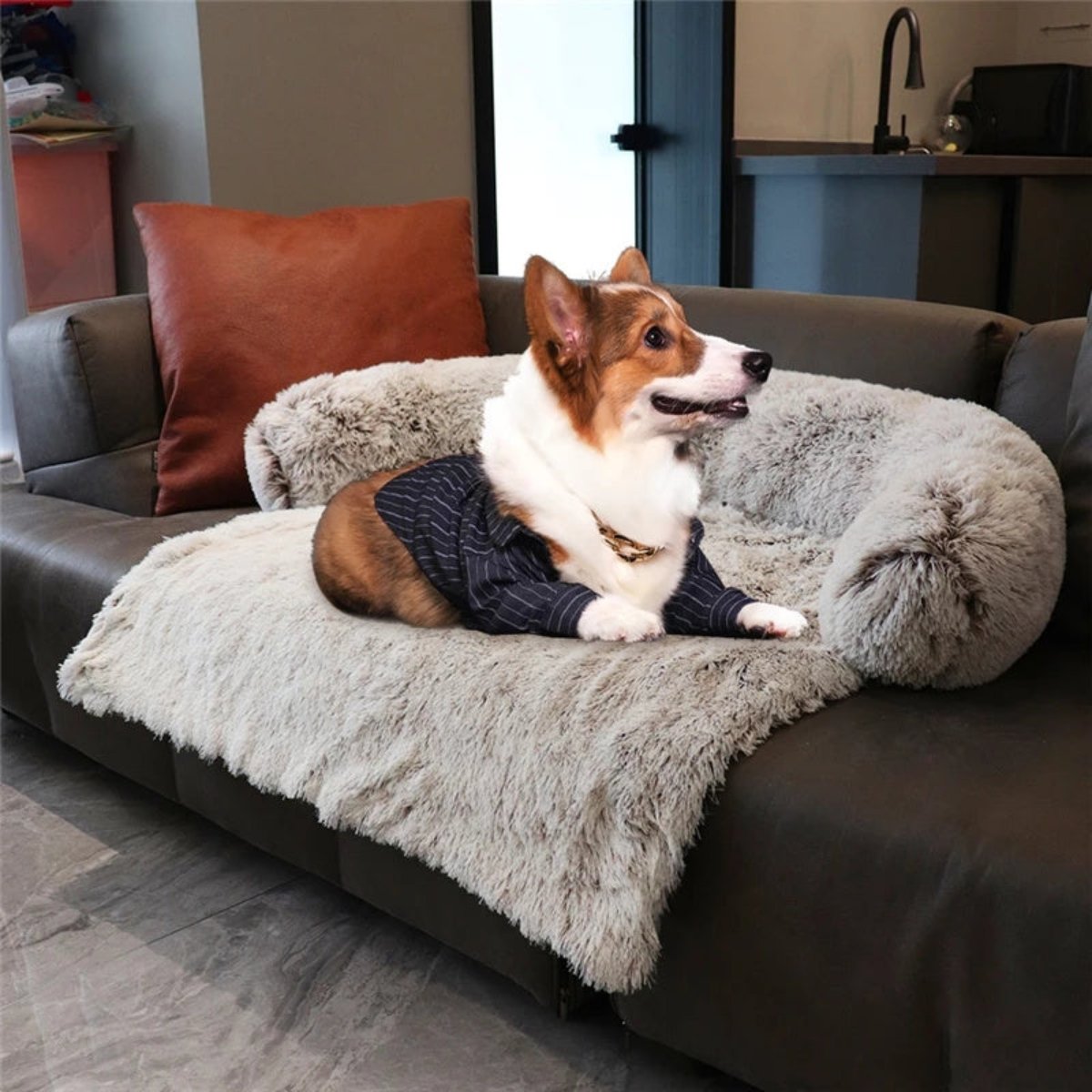 Dog Bed with Washable Cover and Non Slip Base