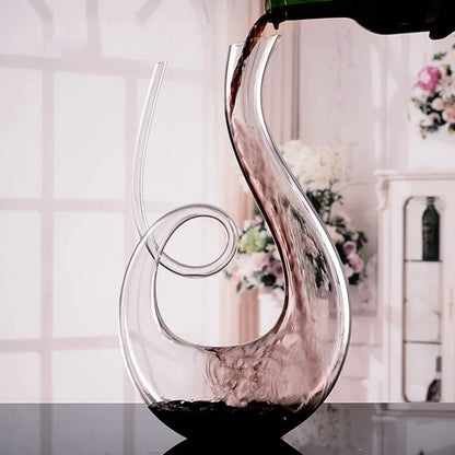 Wine Decanter with Swirling Spout and Lead Free Crystal Glass