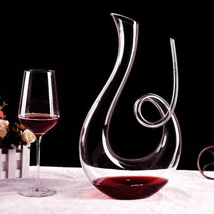 Wine Decanter with Swirling Spout and Lead Free Crystal Glass