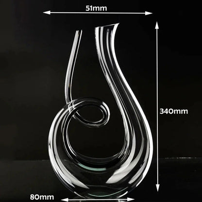 Wine Decanter with Swirling Spout and Lead Free Crystal Glass