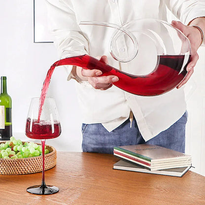 Wine Decanter with Swirling Spout and Lead Free Crystal Glass