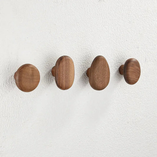 Wall Mounted Coat Rack with Walnut Wood Finish and Multiple Hooks