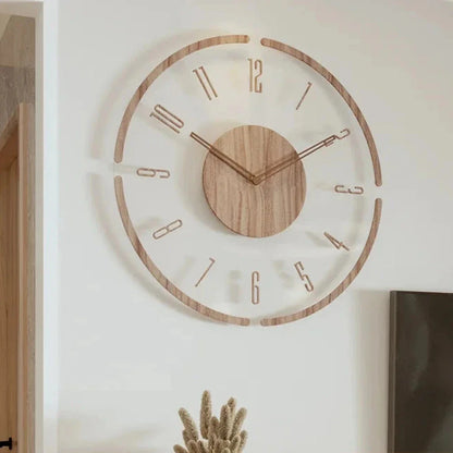 Silent Wall Clock with Glass Face and Bamboo Frame