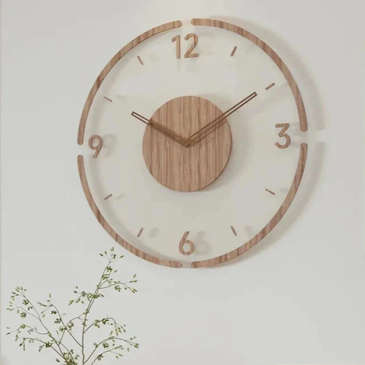 Silent Wall Clock with Glass Face and Bamboo Frame