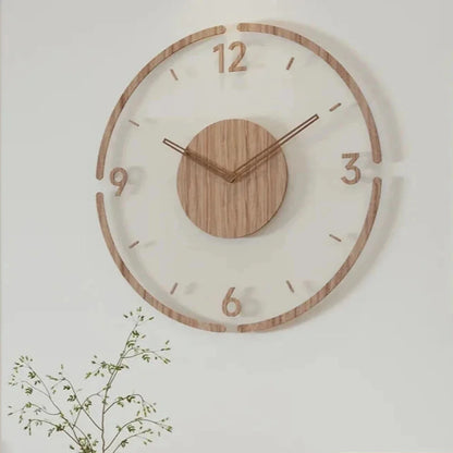 Silent Wall Clock with Glass Face and Bamboo Frame