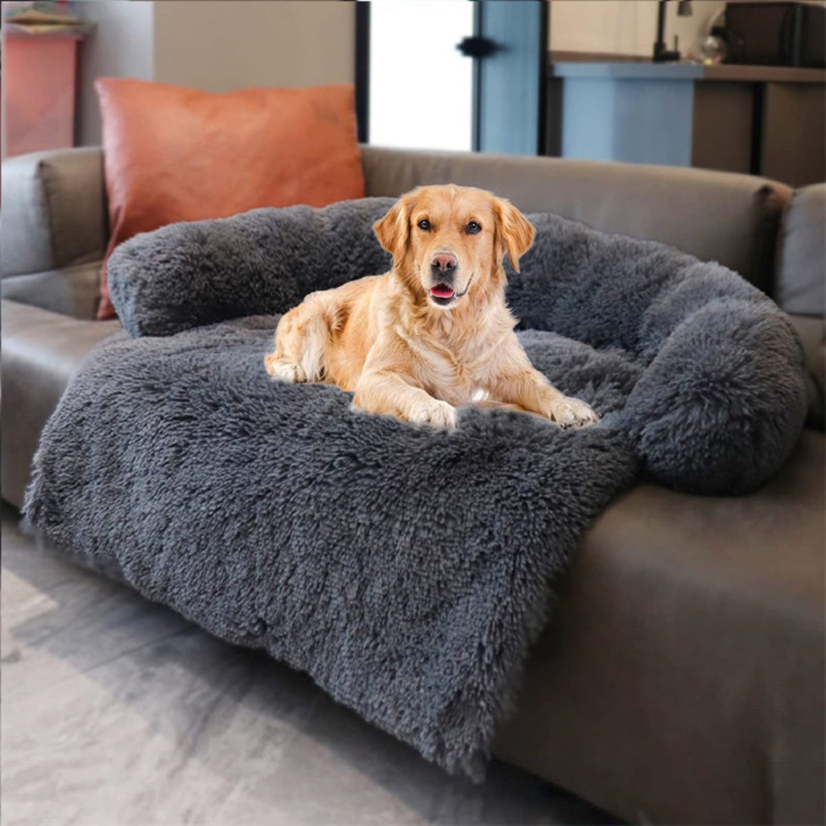 Dog Bed with Washable Cover and Non Slip Base